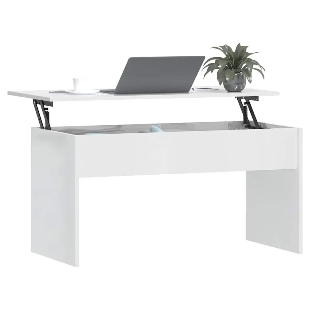 White Lift Top Coffee Table with Storage 102cm
