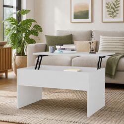 Stylish White Coffee Table with Lift Top and Storage