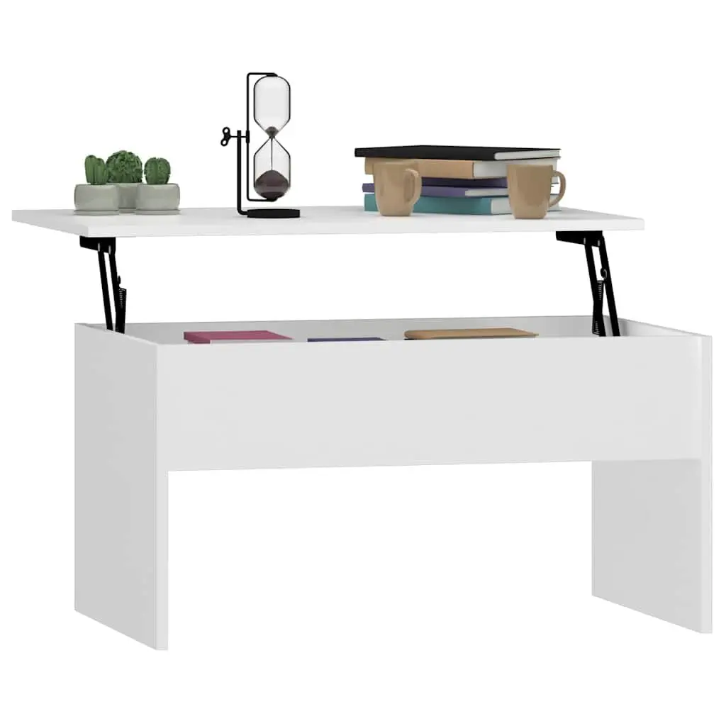 White Coffee Table with Lift Top and Storage