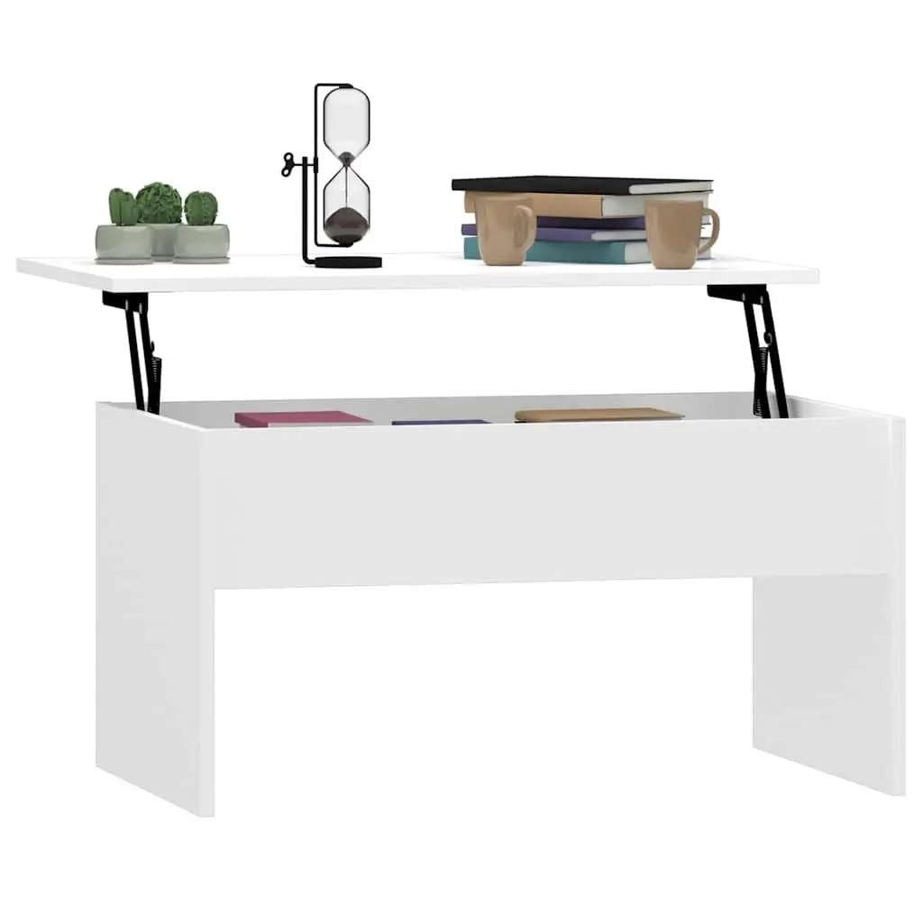 White Lift-Top Coffee Table with Storage