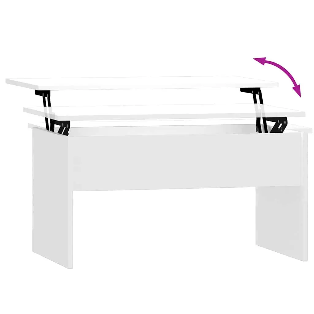 White Lift-Top Coffee Table with Storage