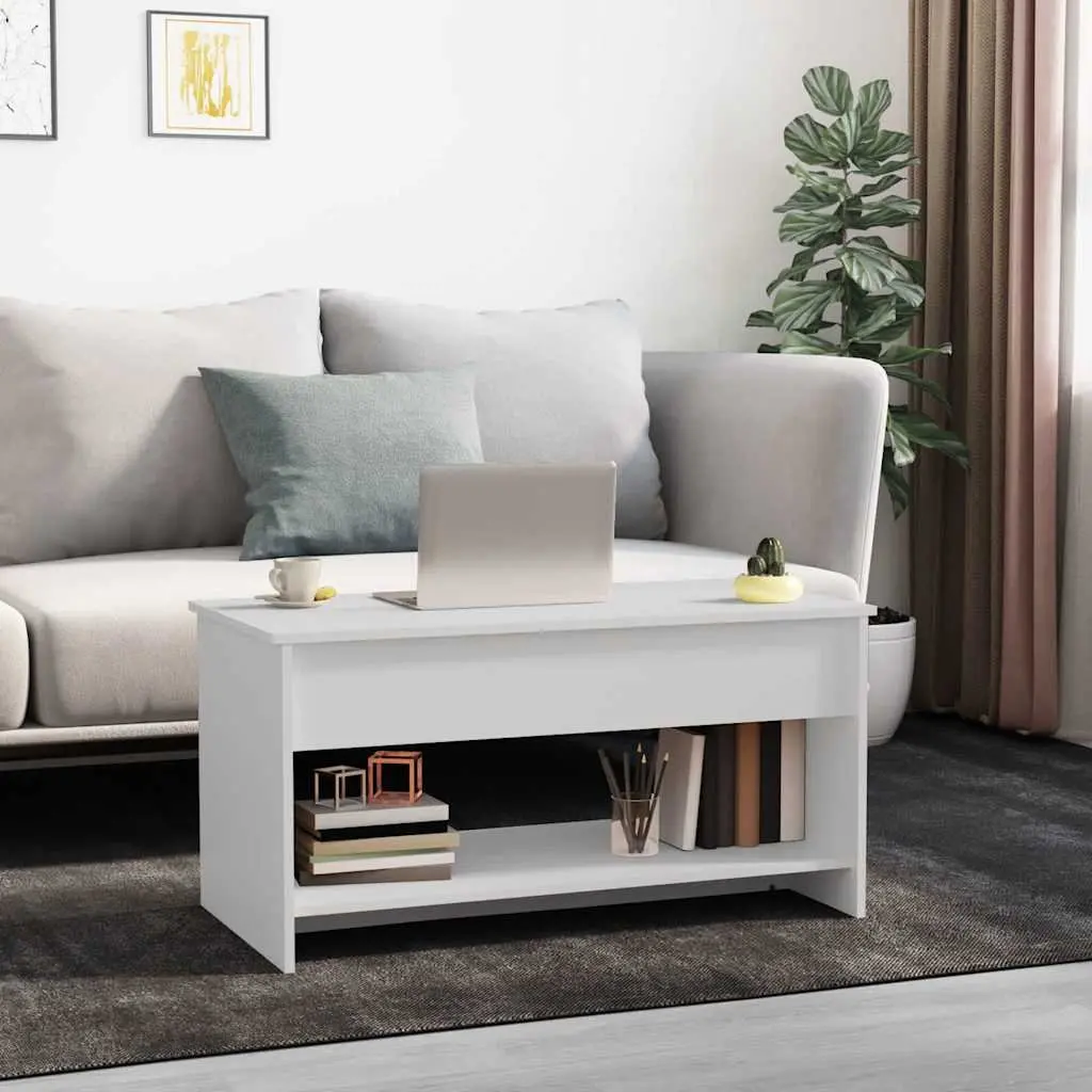 White Coffee Table with Lift Top Storage