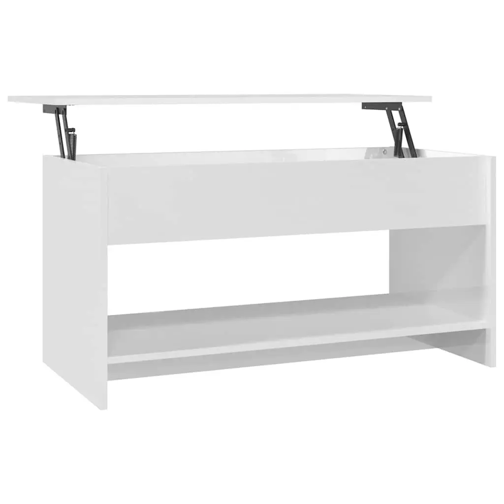 Coffee Table Engineered Wood 102 x 50 x 52.5 cm White High Gloss