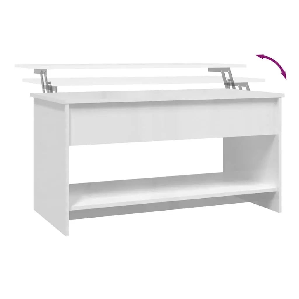 Coffee Table Engineered Wood 102 x 50 x 52.5 cm White High Gloss