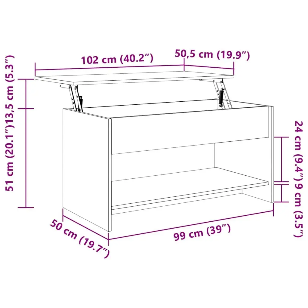 Coffee Table Engineered Wood 102 x 50 x 52.5 cm White High Gloss