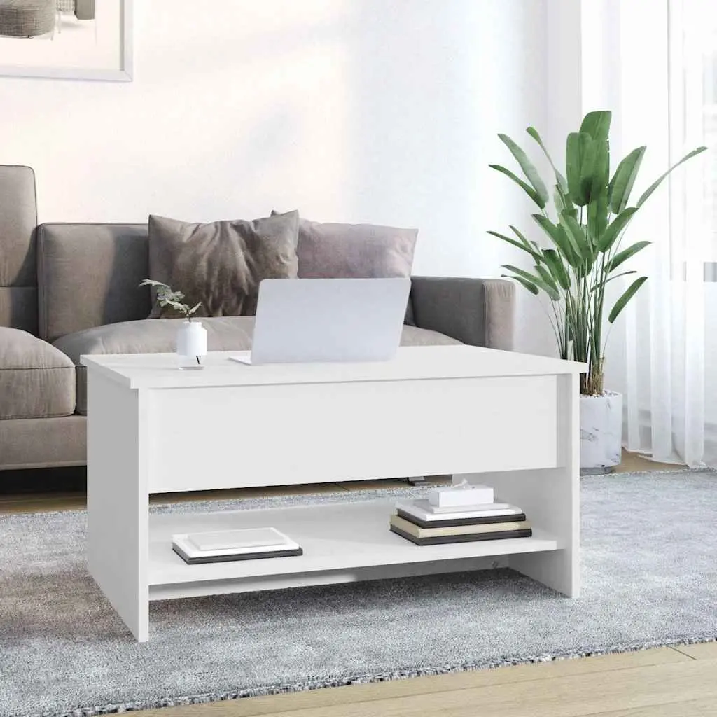 White Coffee Table with Hidden Storage
