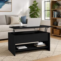 Modern Black Lift Top Coffee Table with Storage