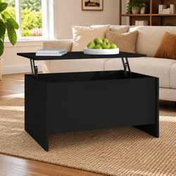 Modern Black Coffee Table with Lift-Top Design