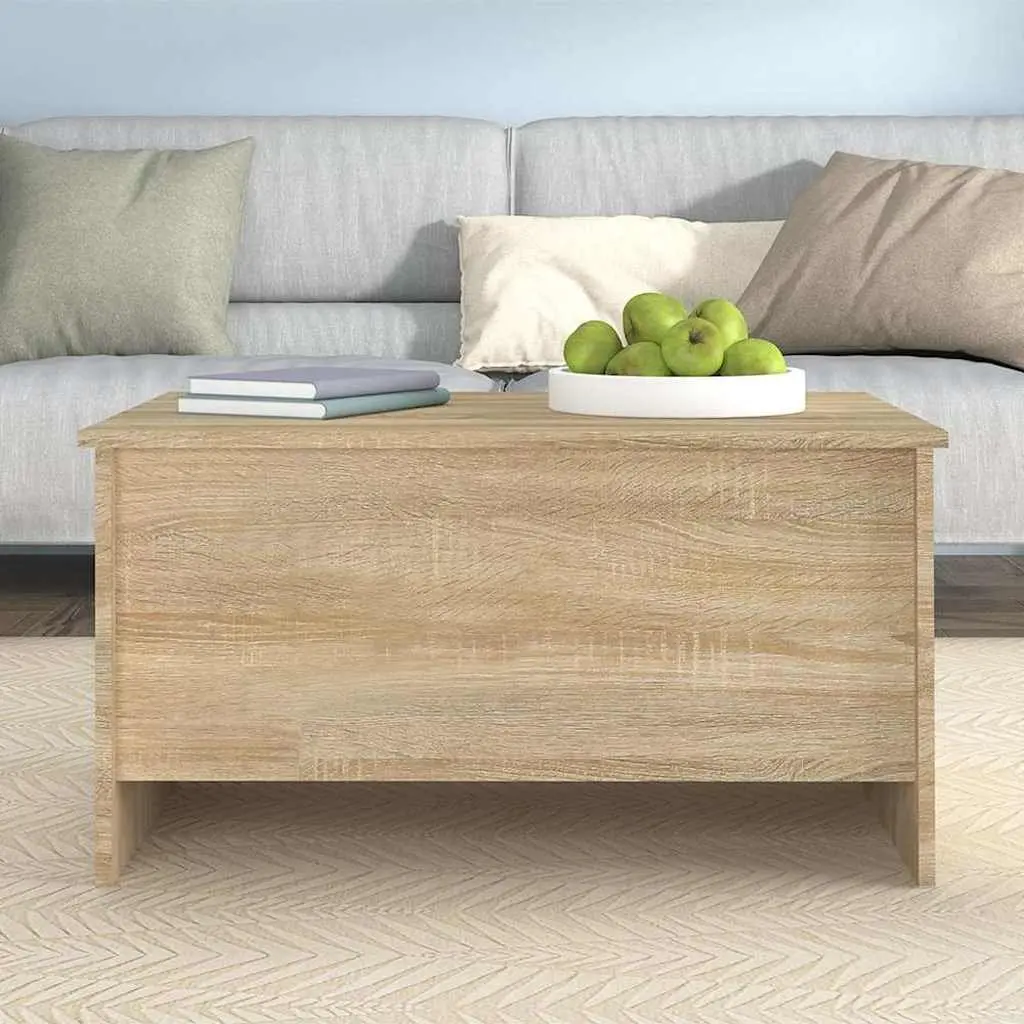 Lift-Top Coffee Table in Brown Engineered Wood with Storage