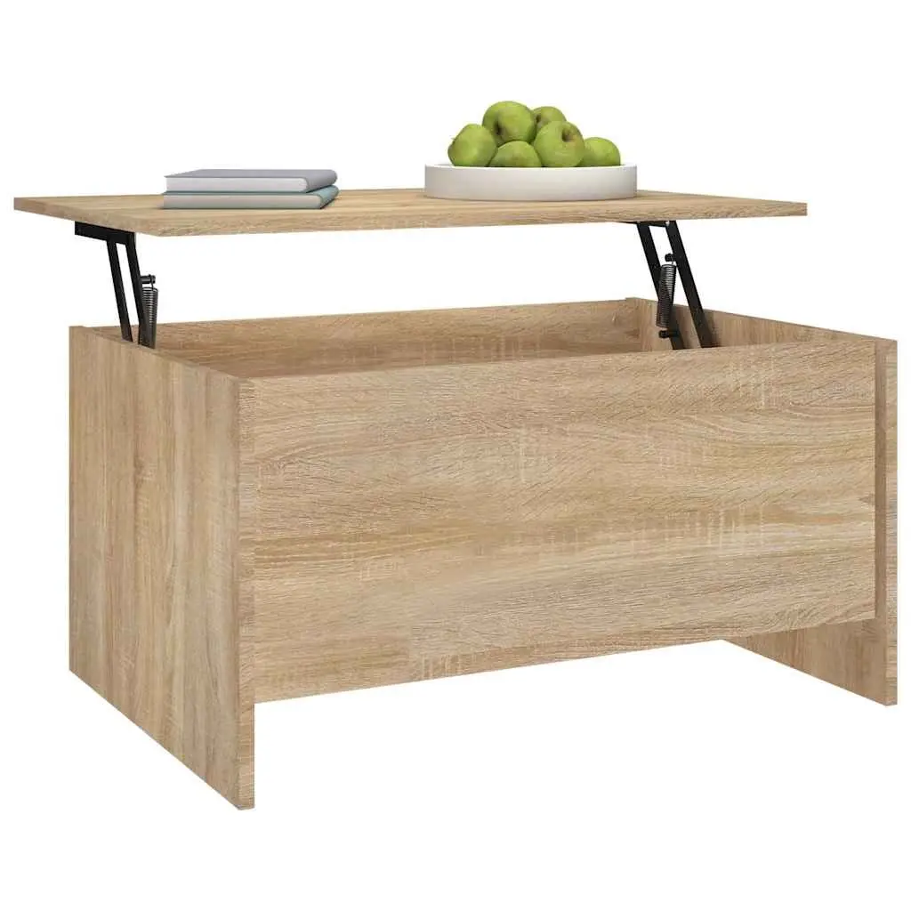 Lift-Top Coffee Table in Brown Engineered Wood with Storage
