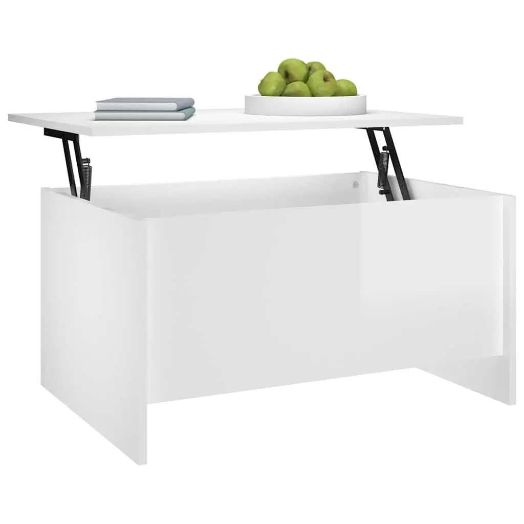 White High Gloss Lift Top Coffee Table with Storage