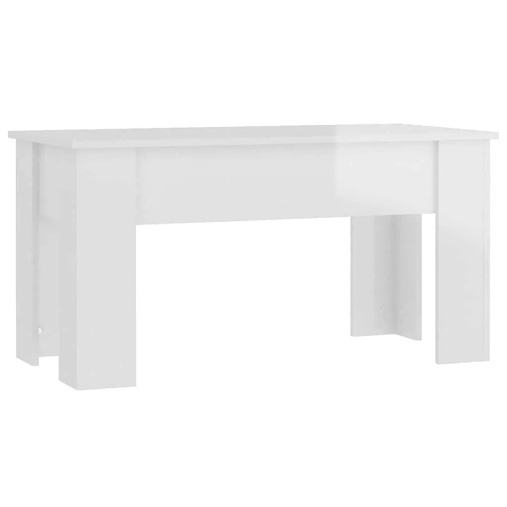 Lift Top Coffee Table Engineered Wood 101L x 49W x 52H cm High Gloss White