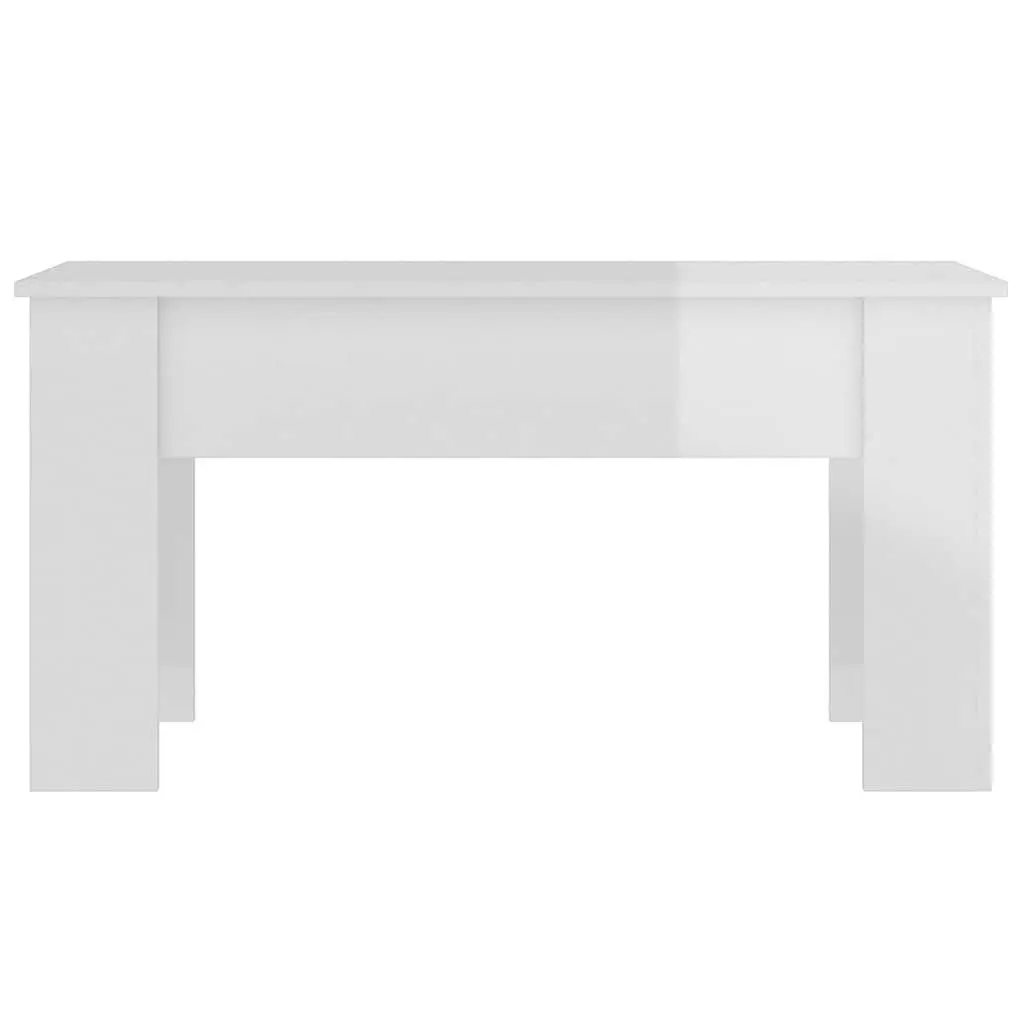Lift Top Coffee Table Engineered Wood 101L x 49W x 52H cm High Gloss White