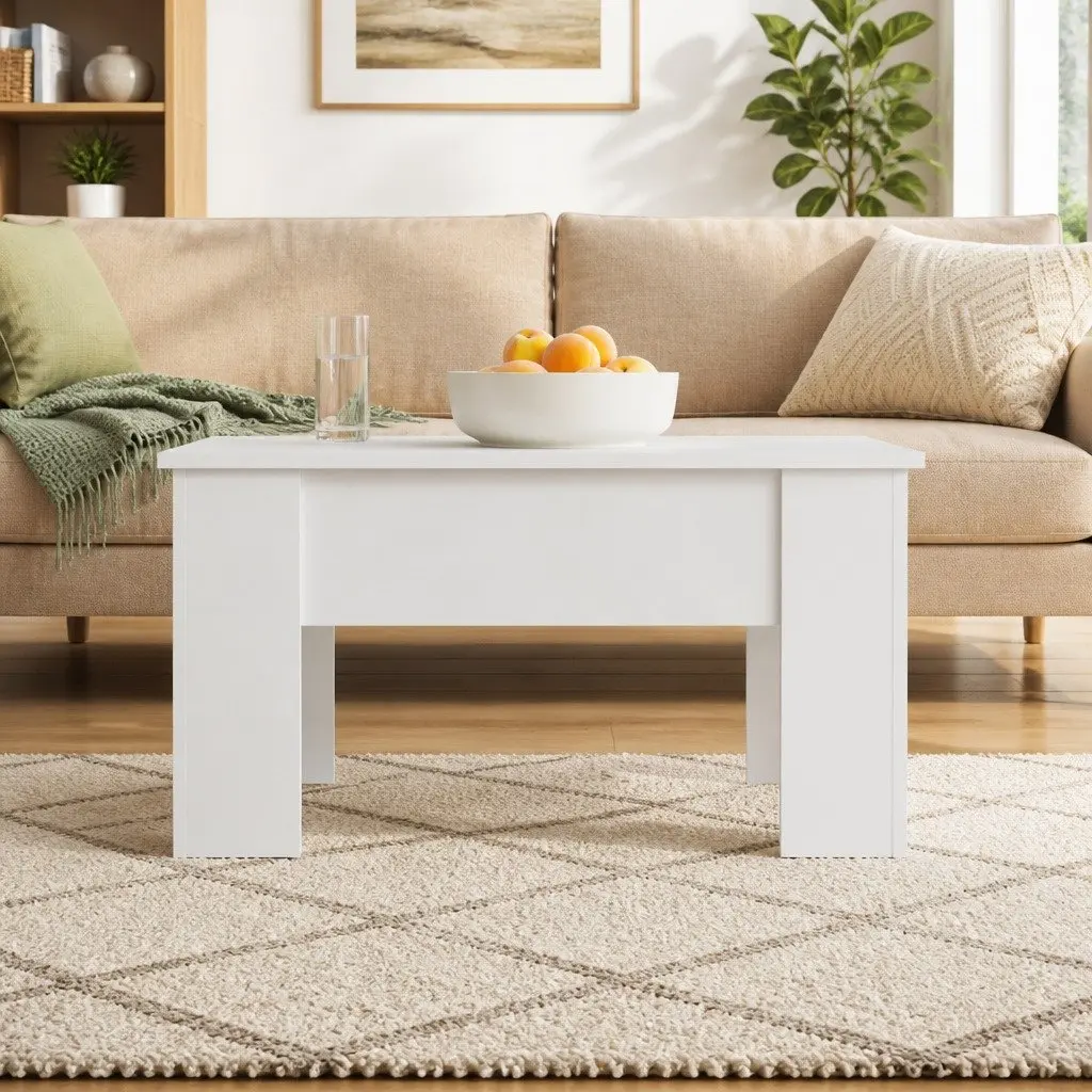 White Lift-Top Coffee Table with Storage