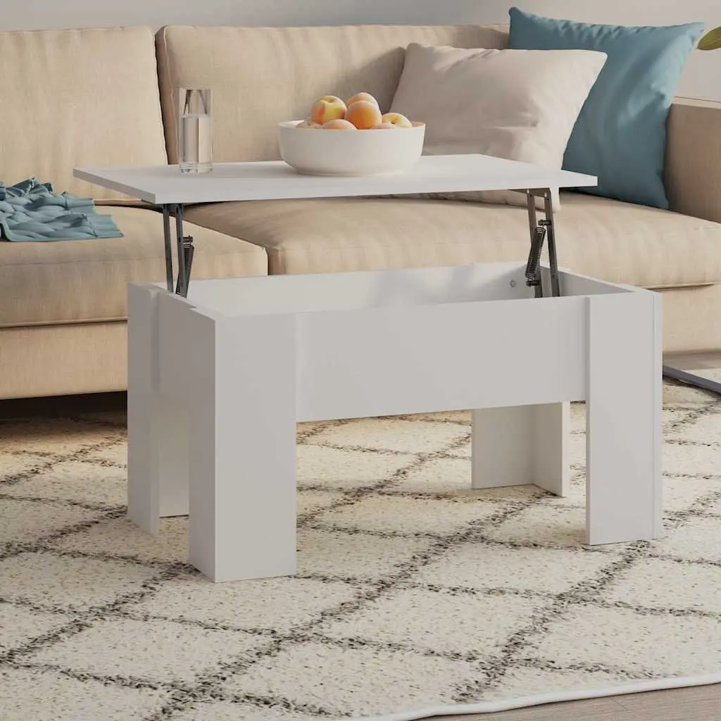 White Lift-Top Coffee Table with Storage