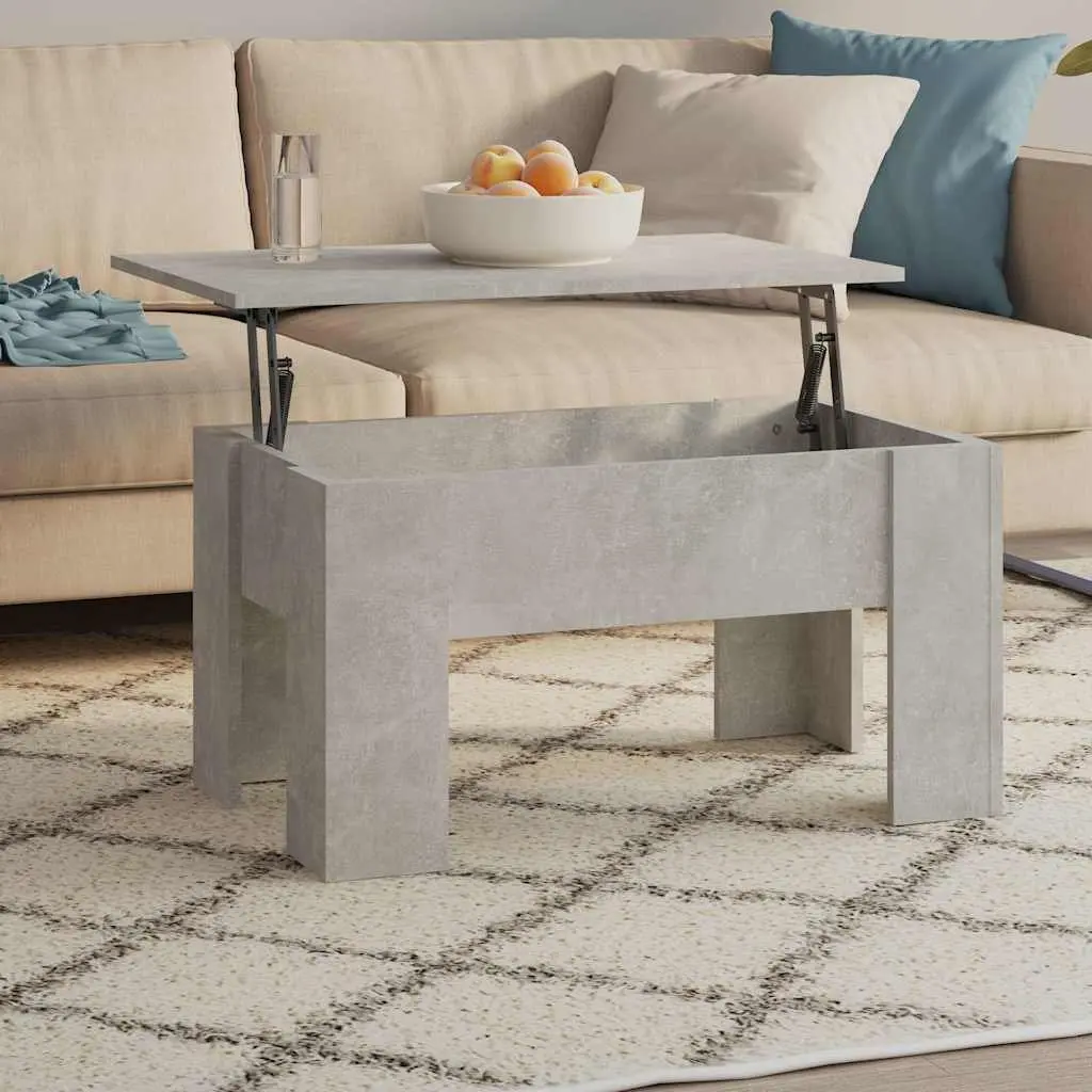 Coffee Table Engineered Wood Grey Lift Top Storage Modern 79 x 49 x 41 cm
