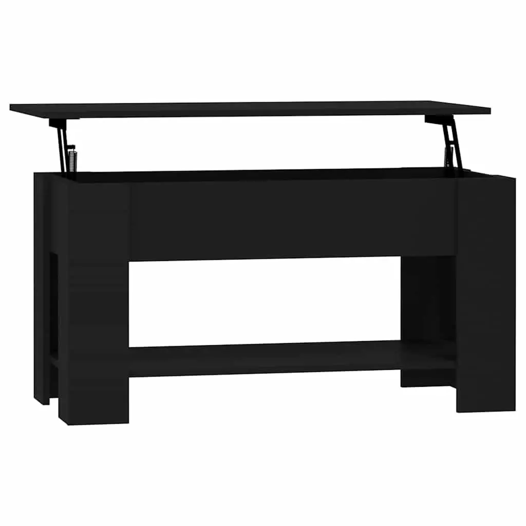 Coffee Table Engineered Wood 101L x 49W x 52H cm Black Lift-Top Storage Compartment