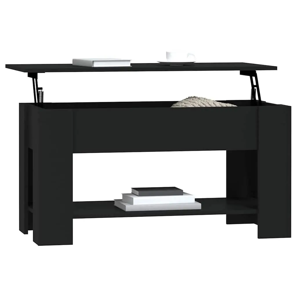 Coffee Table Engineered Wood 101L x 49W x 52H cm Black Lift-Top Storage Compartment