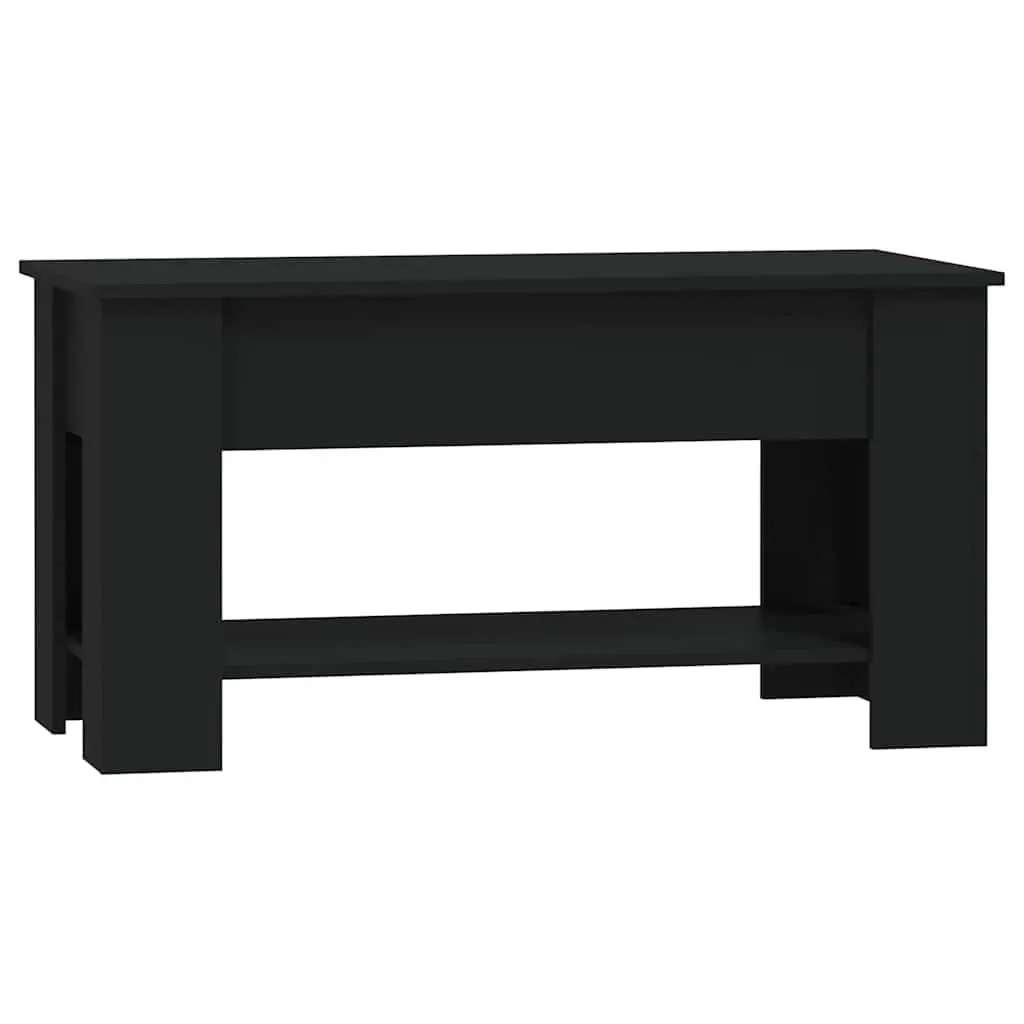 Coffee Table Engineered Wood 101L x 49W x 52H cm Black Lift-Top Storage Compartment