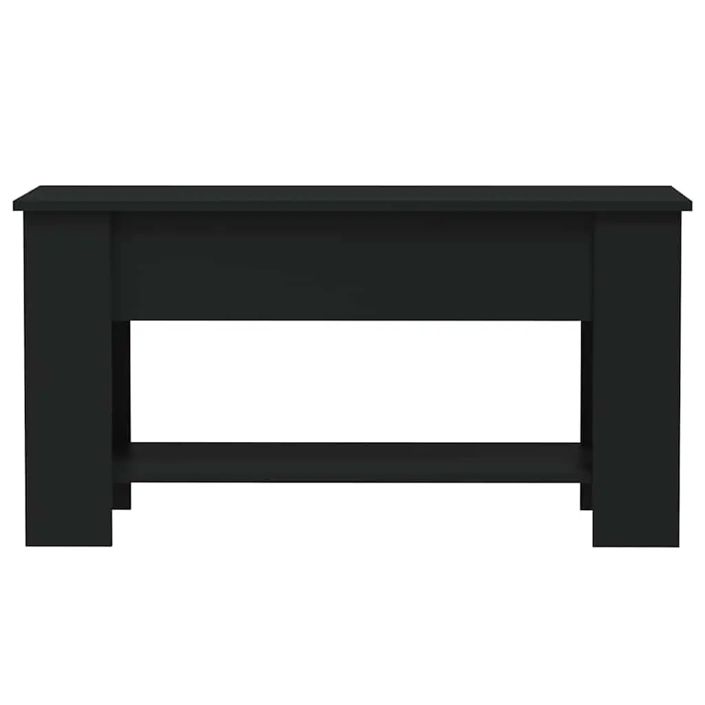 Coffee Table Engineered Wood 101L x 49W x 52H cm Black Lift-Top Storage Compartment