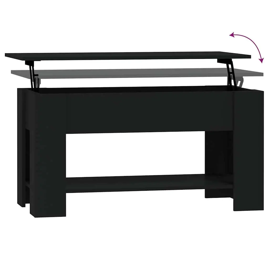 Coffee Table Engineered Wood 101L x 49W x 52H cm Black Lift-Top Storage Compartment
