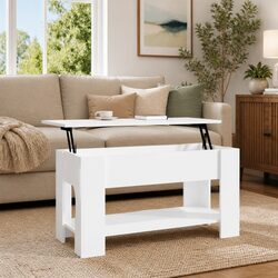 High Gloss White Coffee Table with Lift-Top Feature