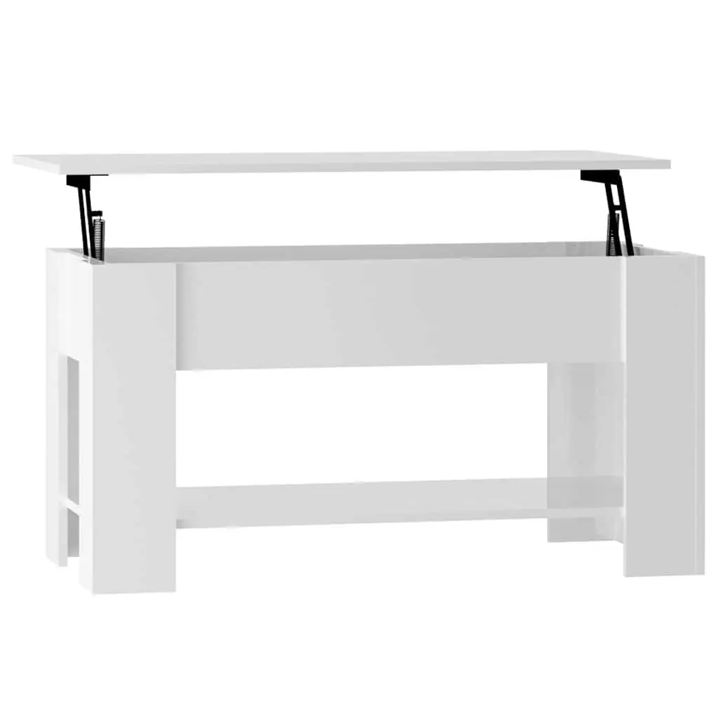 High Gloss White Coffee Table with Lift-Top Feature