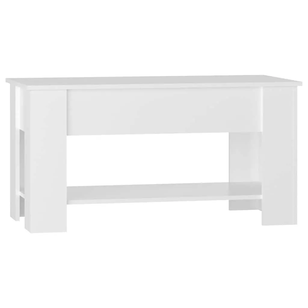 High Gloss White Coffee Table with Lift-Top Feature