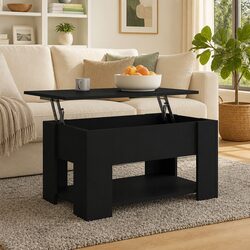 Black Lift-Top Coffee Table with Hidden Storage
