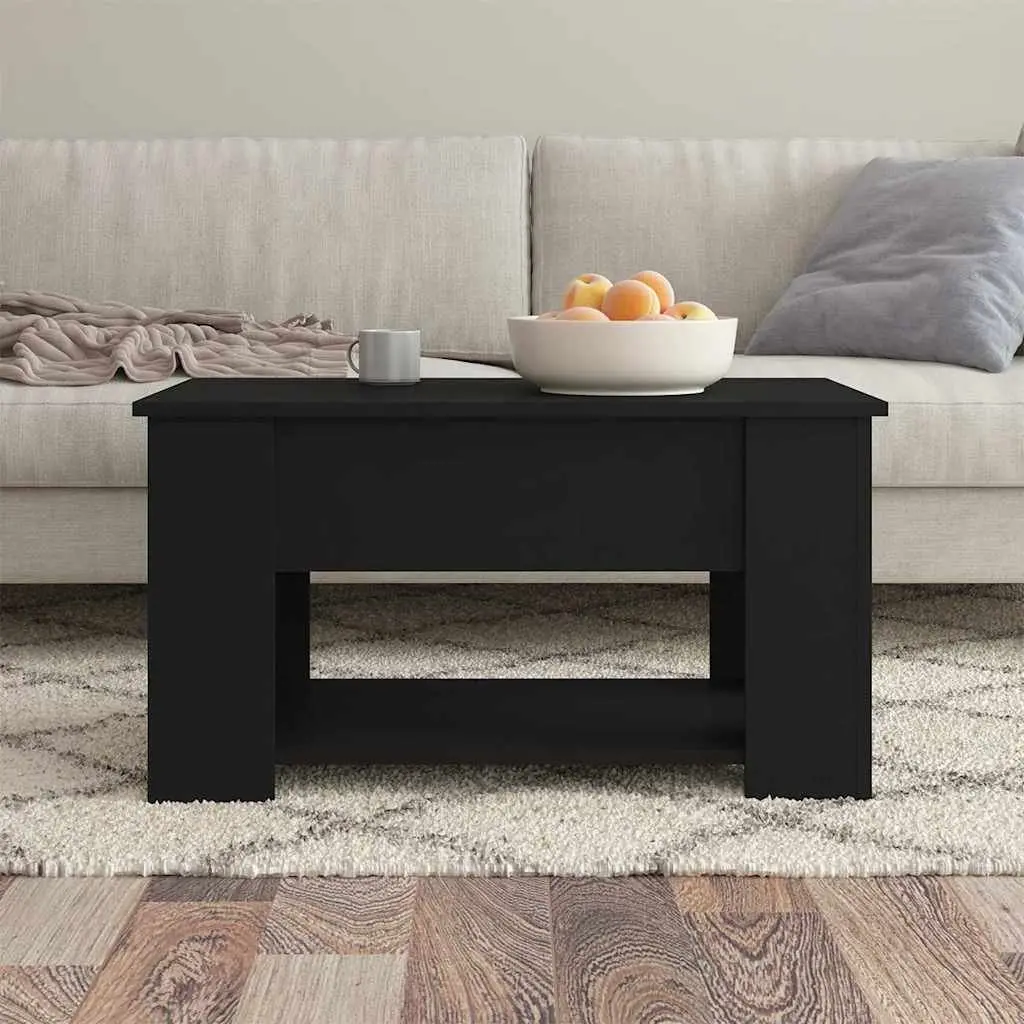Black Lift-Top Coffee Table with Hidden Storage