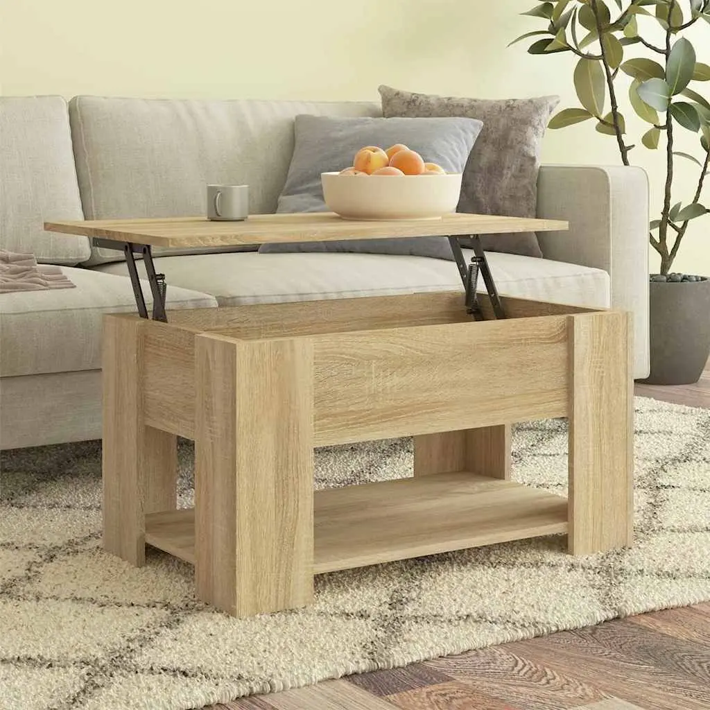 Brown Lift Top Coffee Table with Hidden Storage