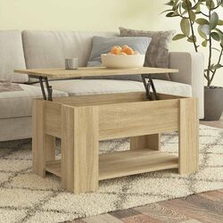Brown Lift Top Coffee Table with Hidden Storage