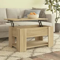 Brown Lift Top Coffee Table with Hidden Storage