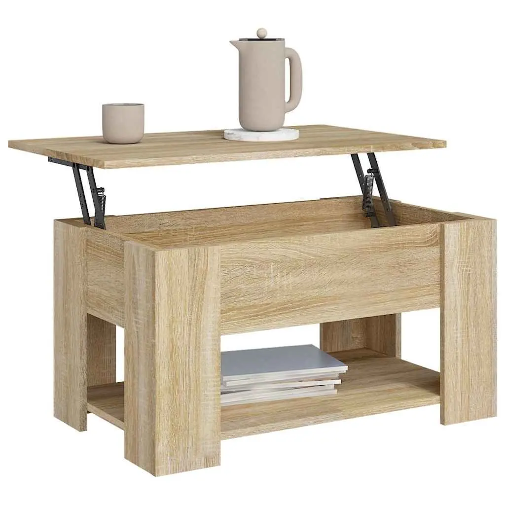 Brown Lift Top Coffee Table with Hidden Storage