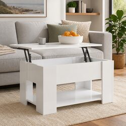 White Lift Top Coffee Table for Modern Living Spaces