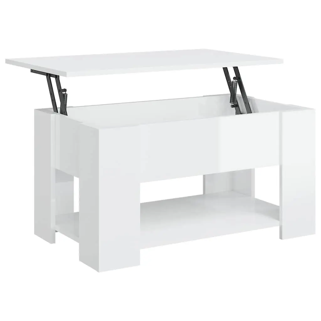 Coffee Table Engineered Wood White Lift Top 79W x 49D x 41H cm