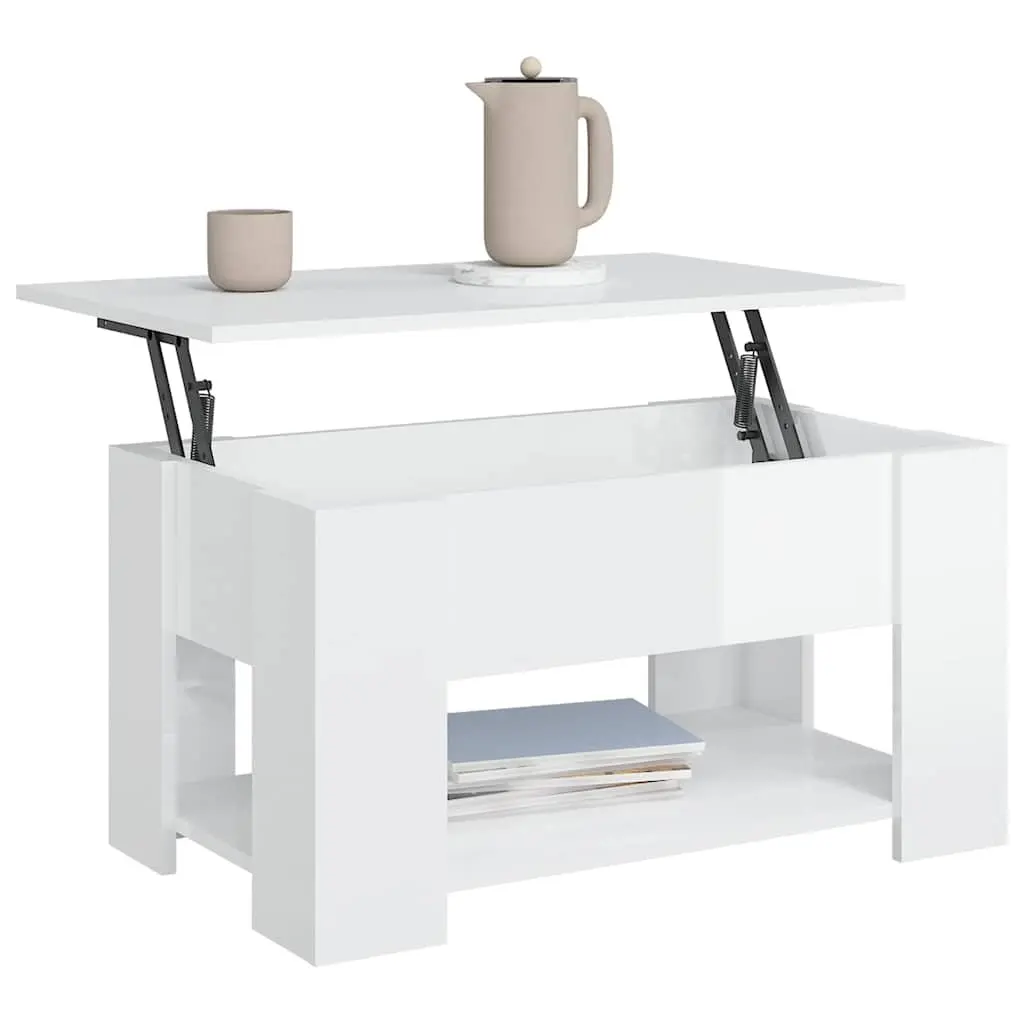 Coffee Table Engineered Wood White Lift Top 79W x 49D x 41H cm