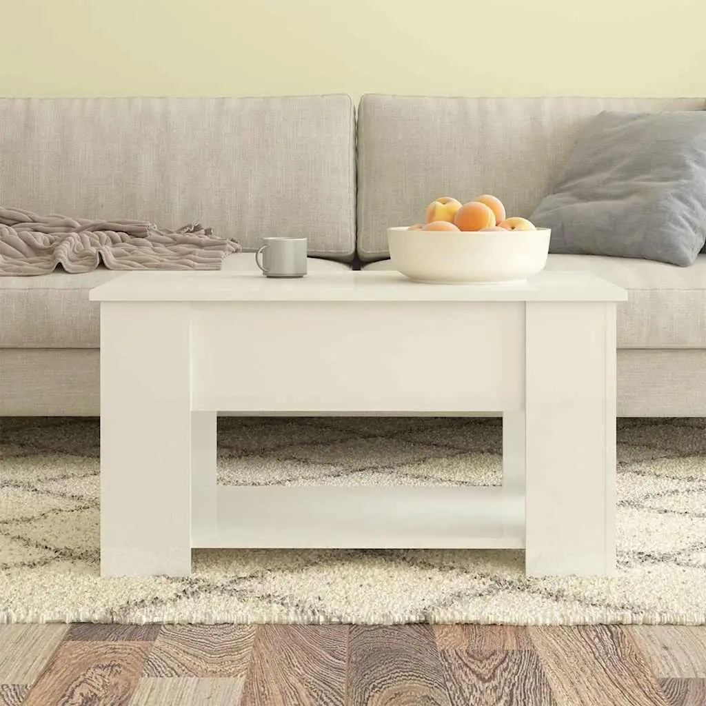 Coffee Table Engineered Wood White Lift Top 79W x 49D x 41H cm