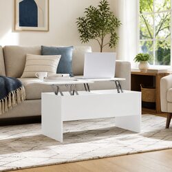 Modern White Coffee Table with Lift Top and Storage