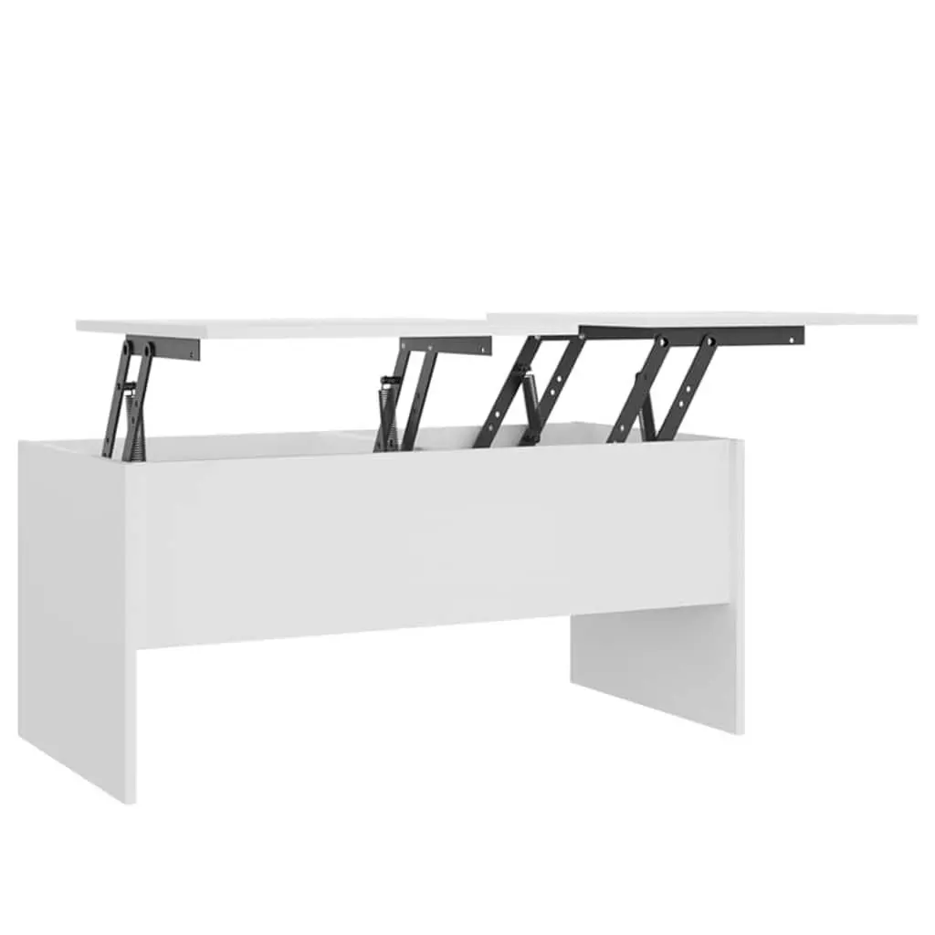 Coffee Table White Engineered Wood Lift Top Storage Compartments Modern Design