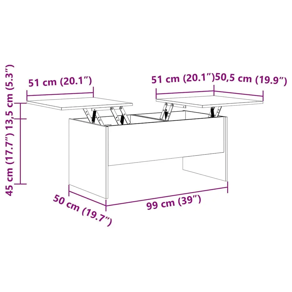 Coffee Table White Engineered Wood Lift Top Storage Compartments Modern Design