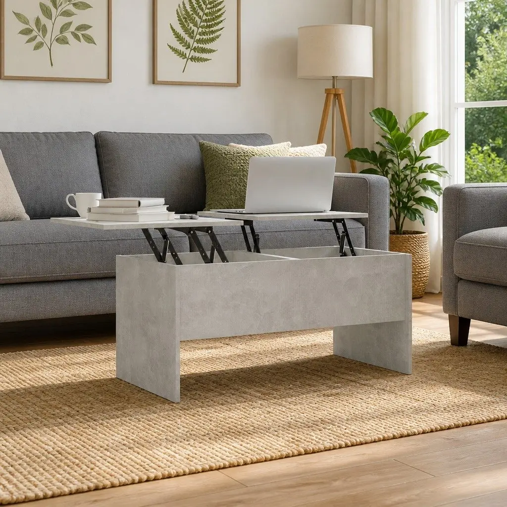 Grey Coffee Table with Lift-Top and Storage