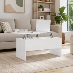 Modern High Gloss White Coffee Table with Storage