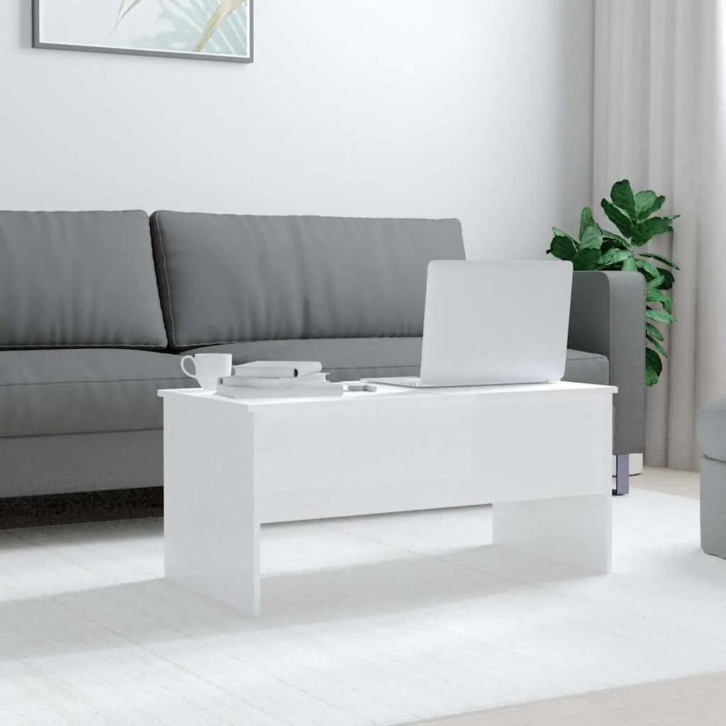 High Gloss White Coffee Table with Storage