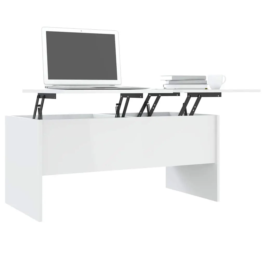 High Gloss White Coffee Table with Storage