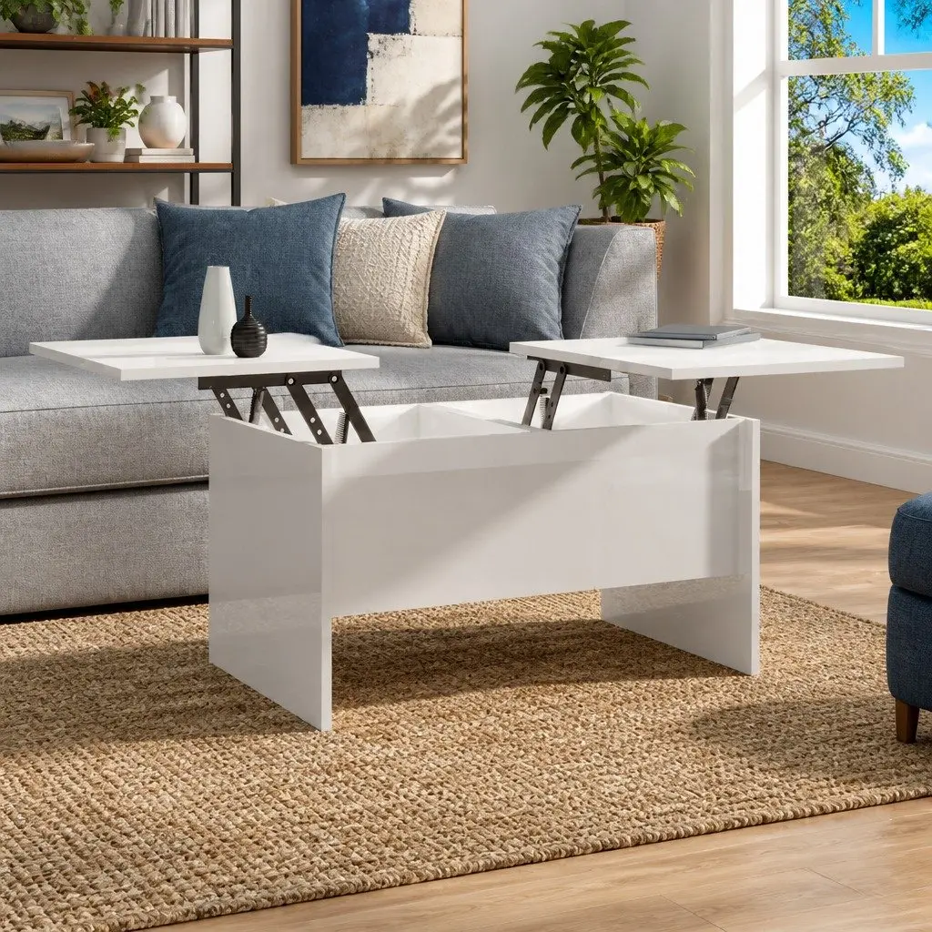 High Gloss White Coffee Table with Lift Top