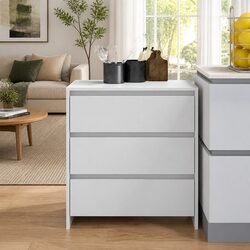 White Storage Cabinet Sideboard with 3 Drawers
