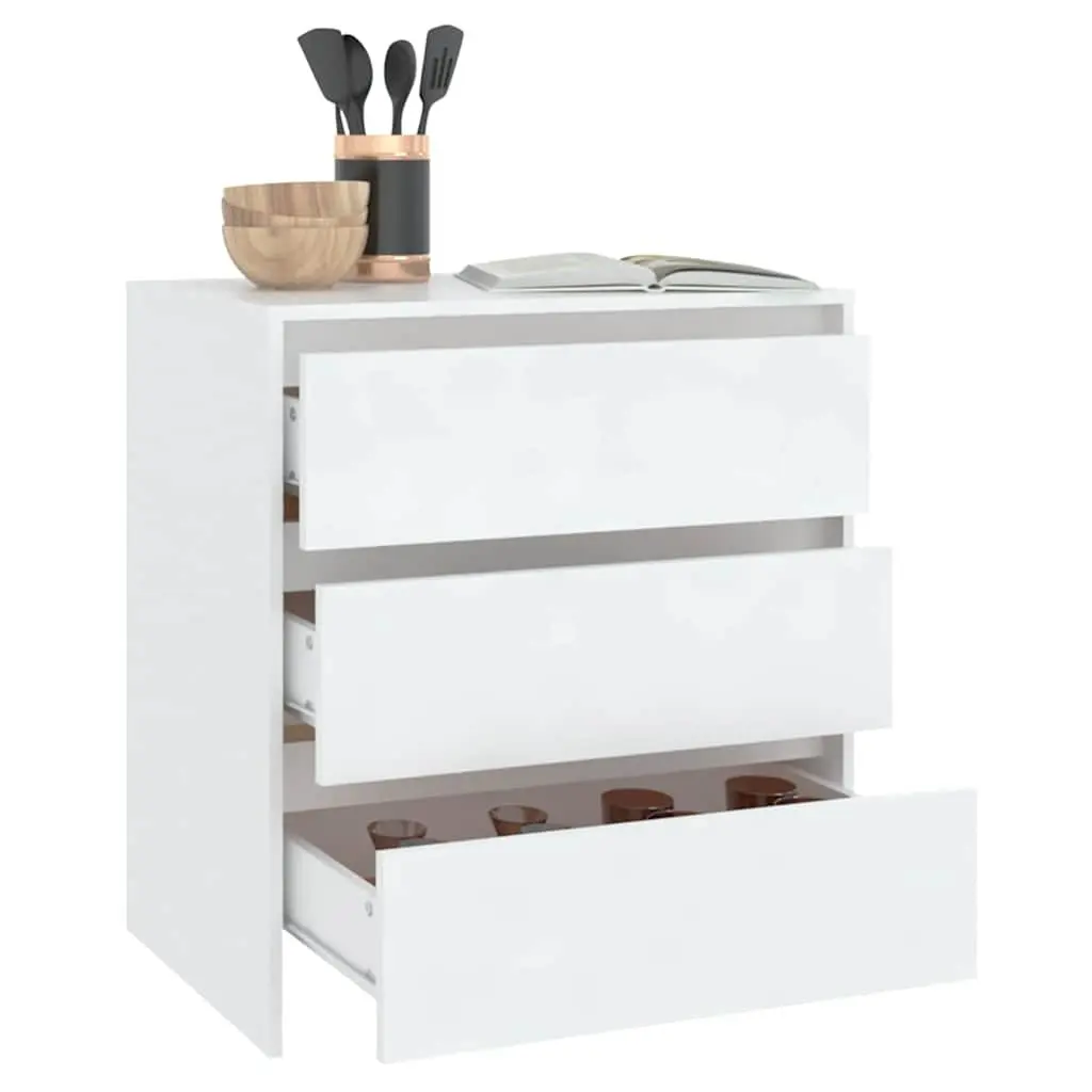 White Storage Cabinet Sideboard with 3 Drawers