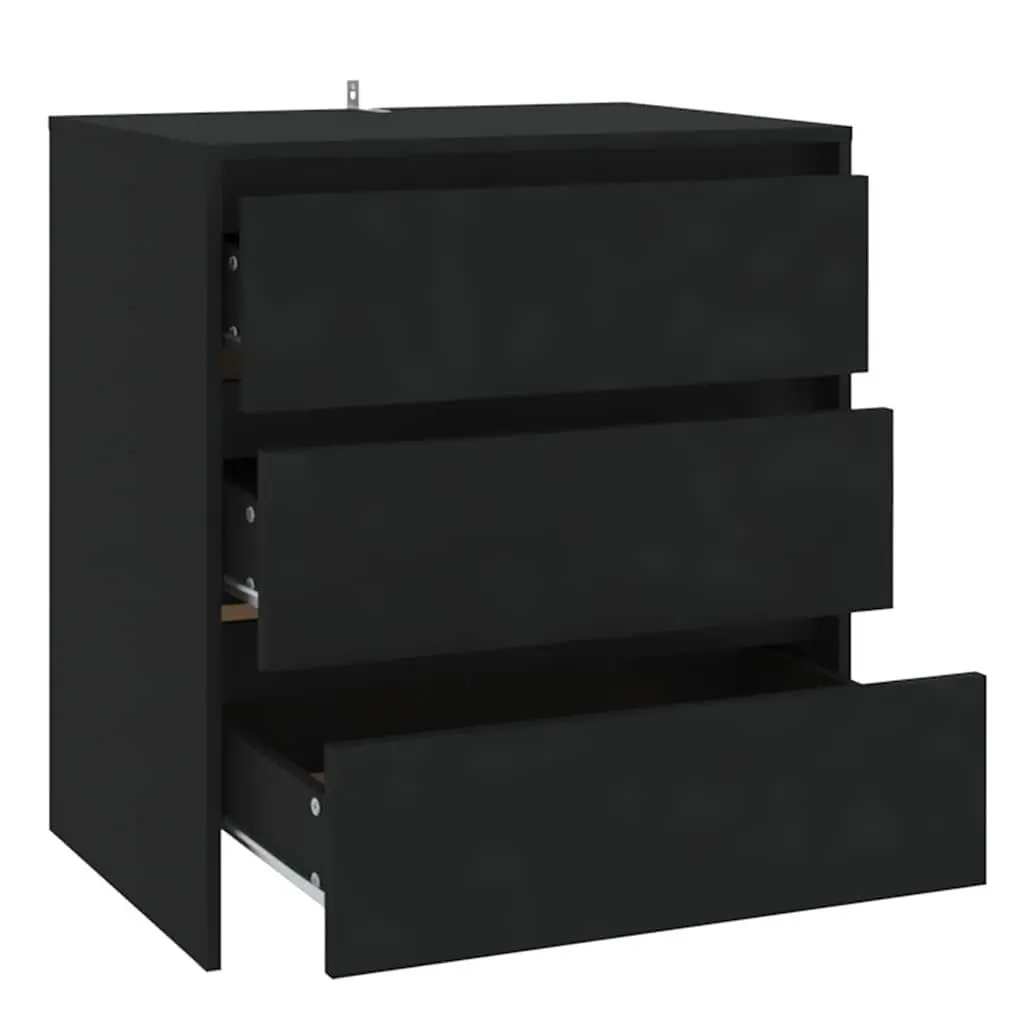 Black Sideboard Cabinet with 3 Drawers