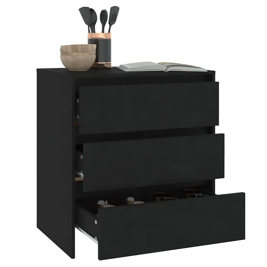Black Sideboard Cabinet with 3 Drawers
